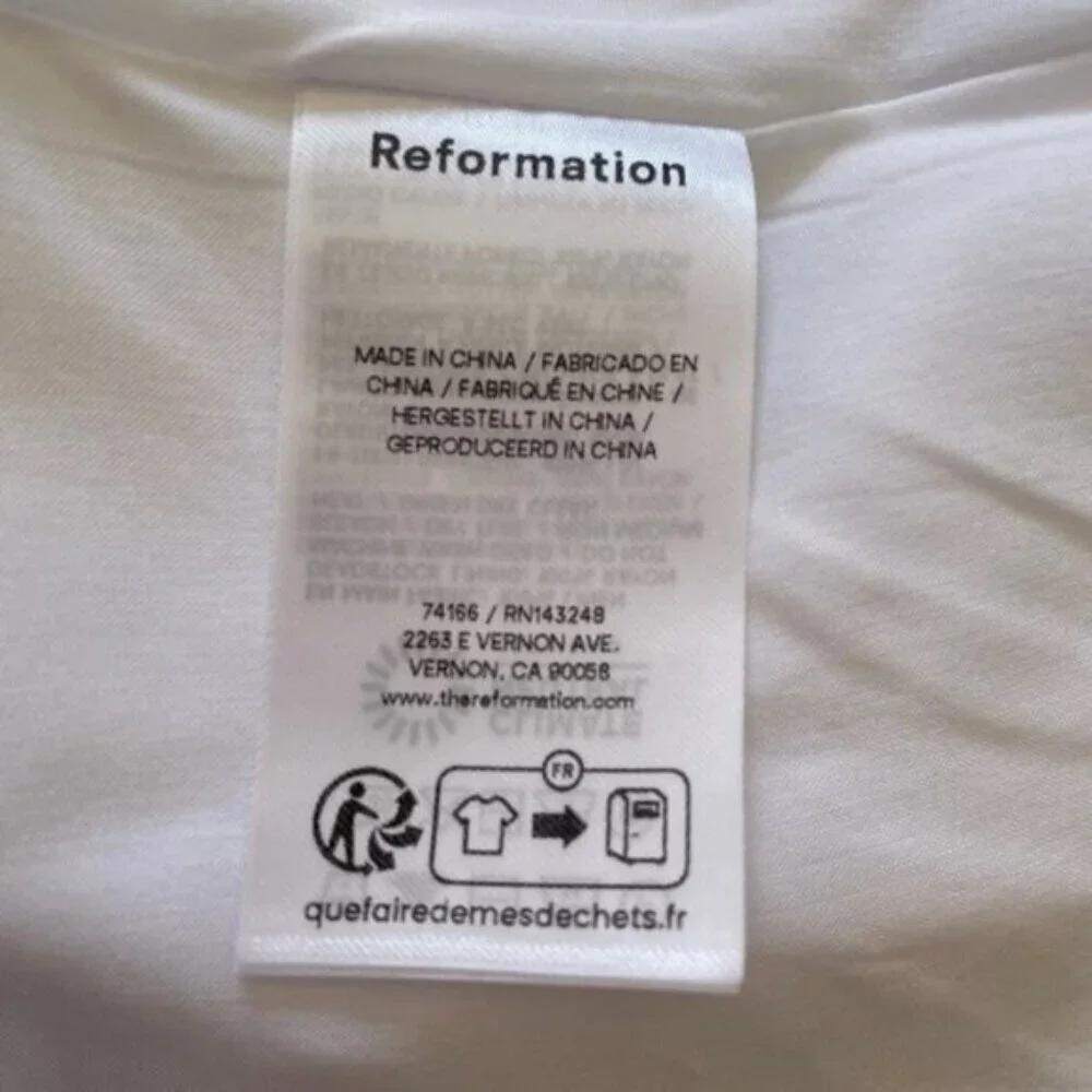 NEW Reformation Coucou Midi Linen Dress Puff Sleeves White | US 4 UK 8 - Picture 11 of 12
